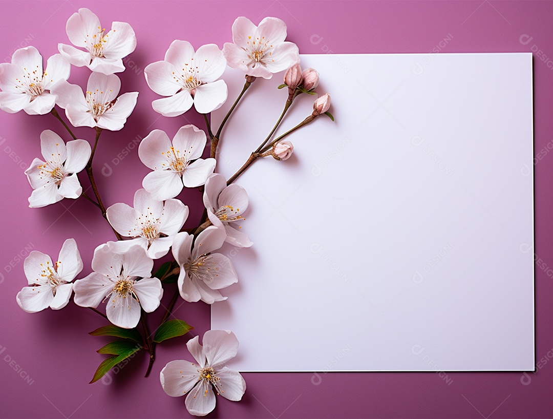 Linda moldura floral e folha em branco