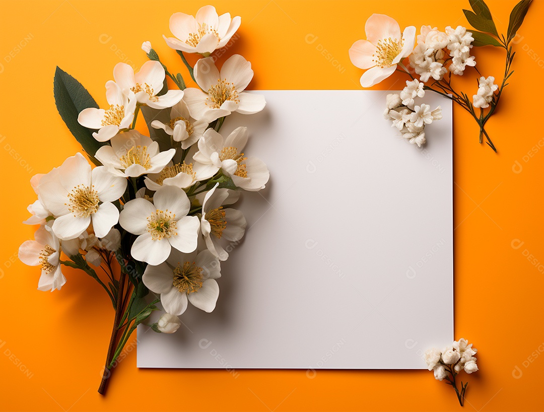 Linda moldura floral e folha em branco