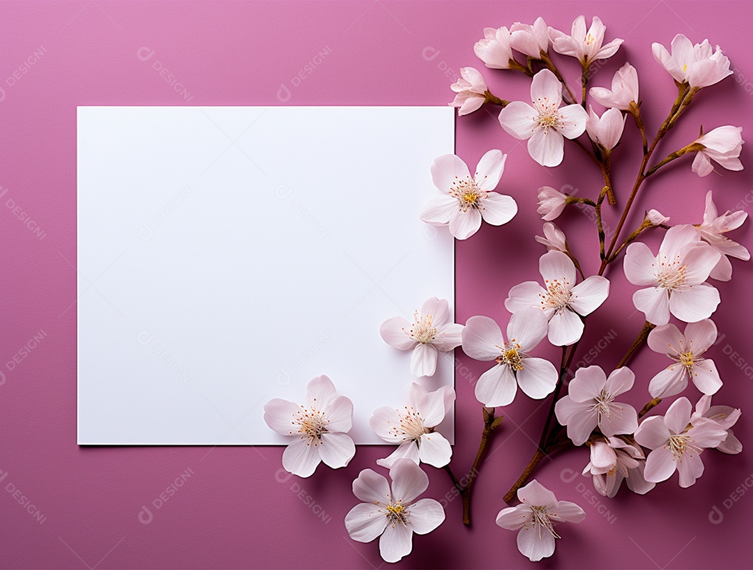 Linda moldura floral e folha em branco