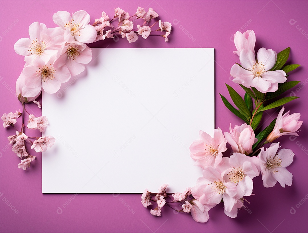 Linda moldura floral e folha em branco