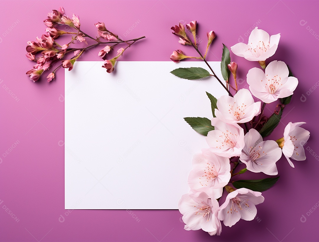 Linda moldura floral e folha em branco