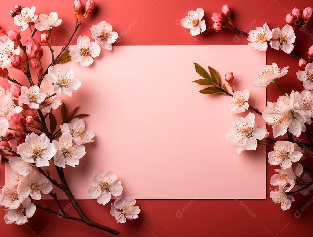 Linda moldura floral e folha em branco