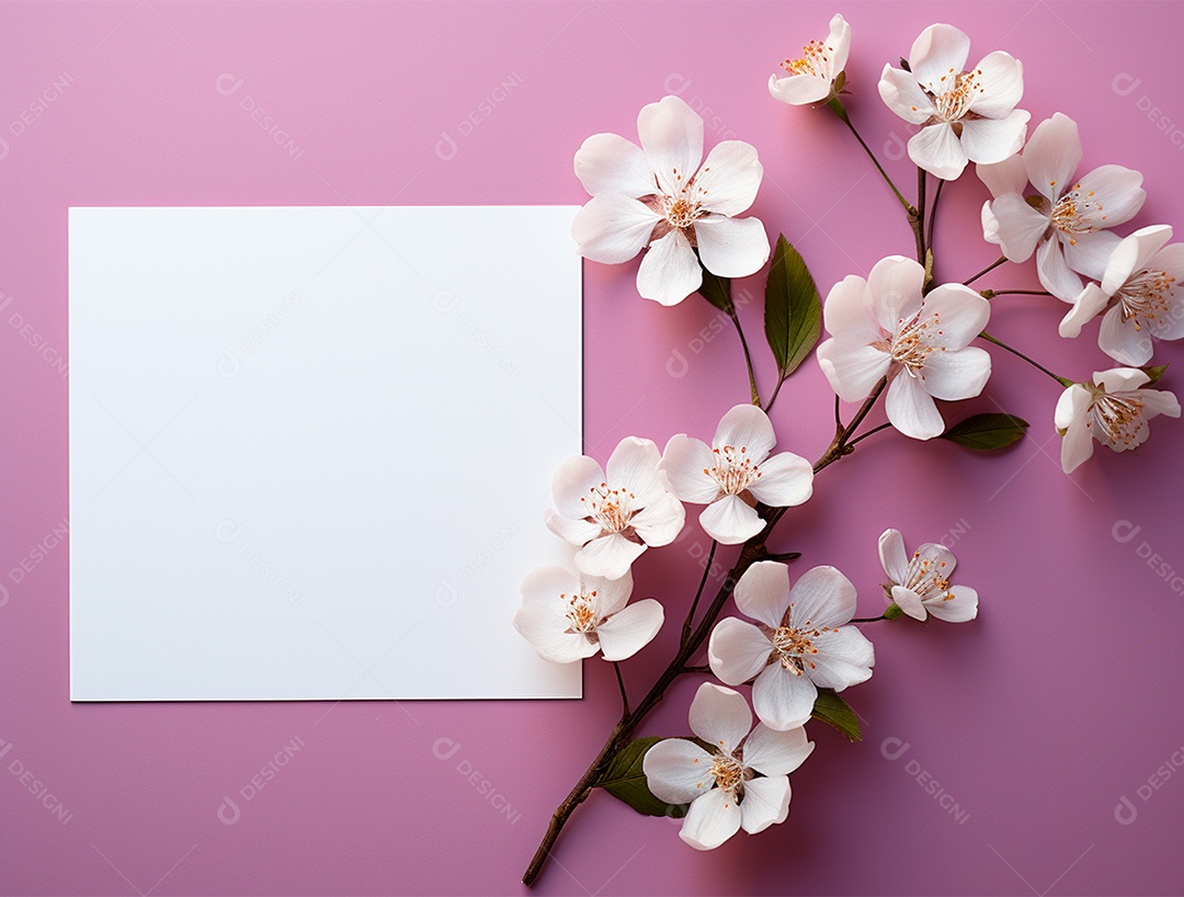 Linda moldura floral e folha em branco