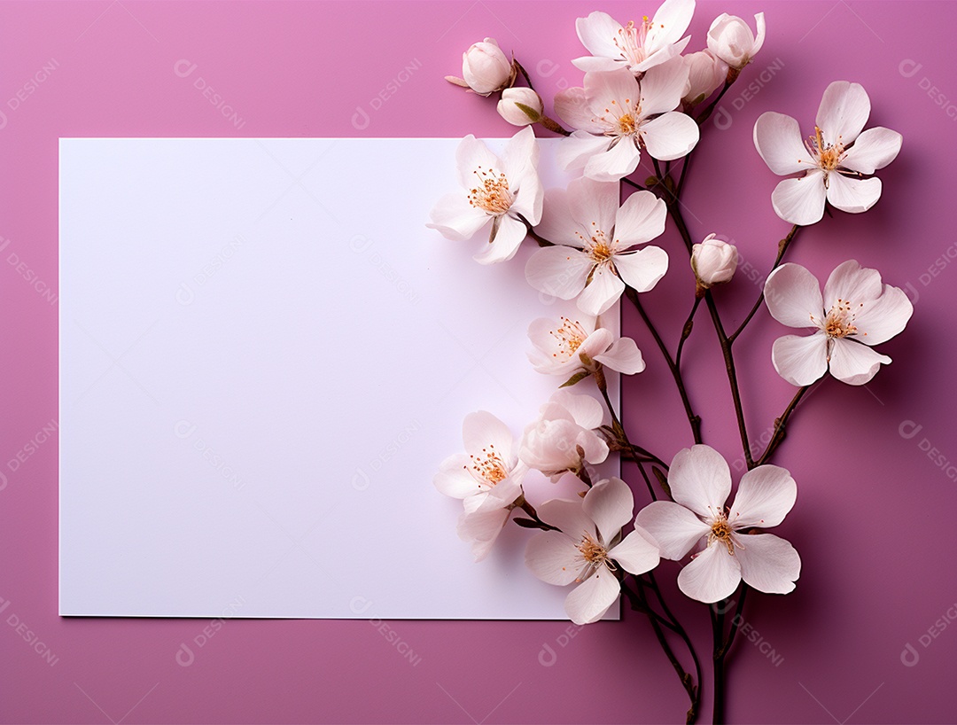 Linda moldura floral e folha em branco