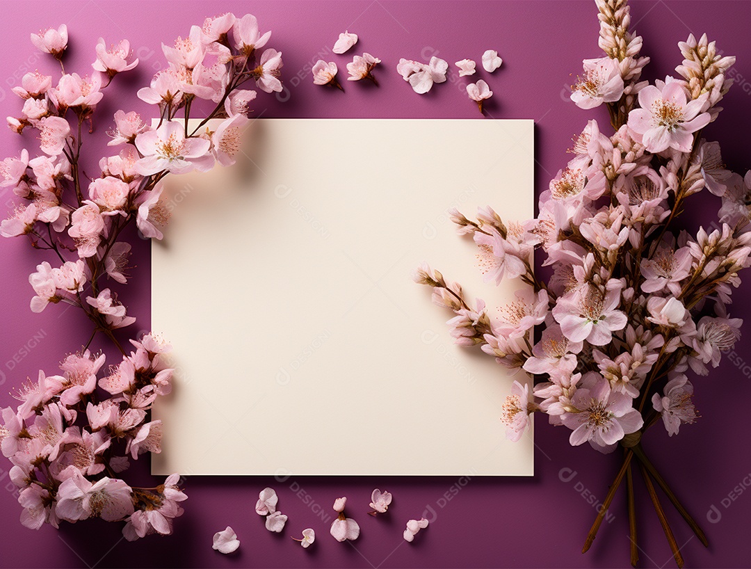 Linda moldura floral e folha em branco