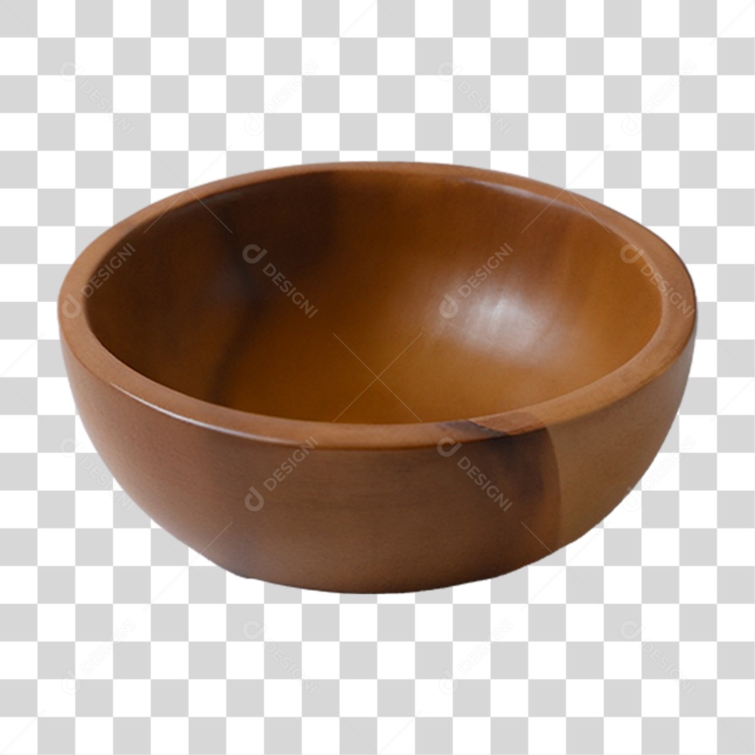 Tigela de Madeira Redonda PNG Transparente