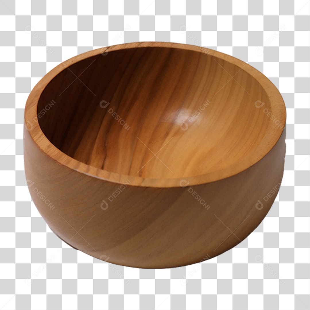 Tigela de Madeira Redonda PNG Transparente