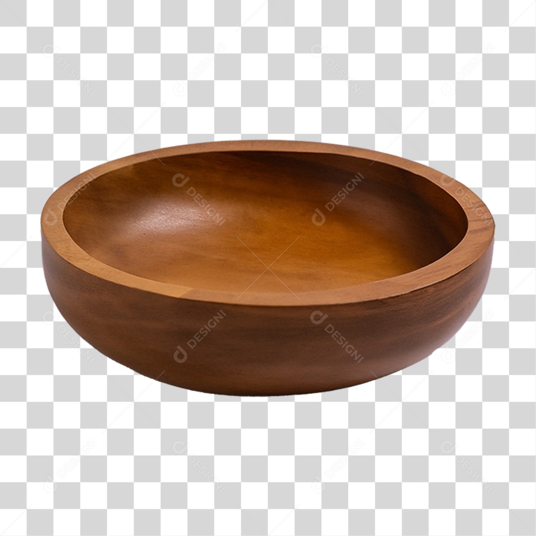 Tigela de Madeira Redonda PNG Transparente