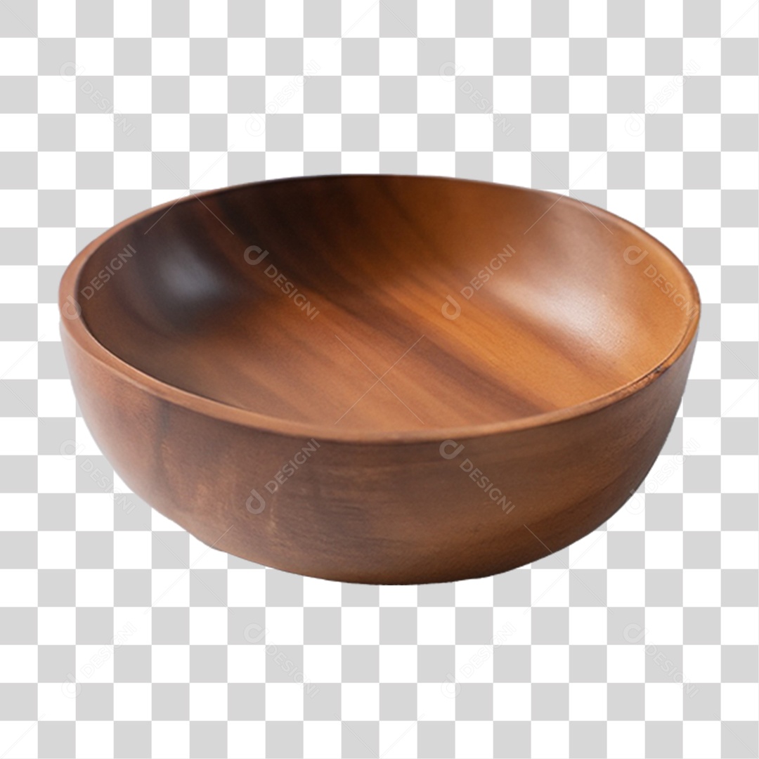 Tigela de Madeira Redonda PNG Transparente