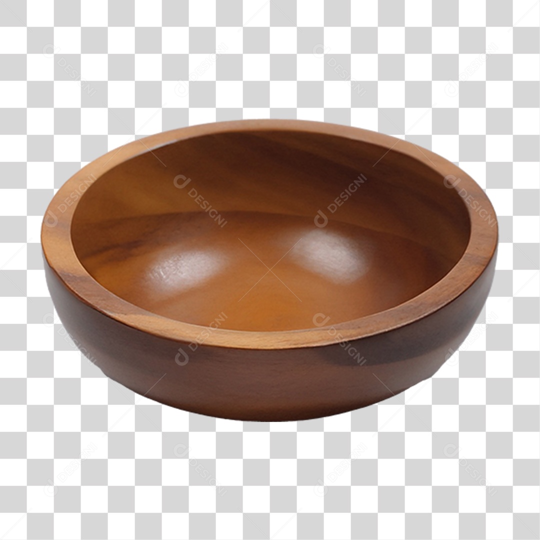 Tigela de Madeira Redonda PNG Transparente
