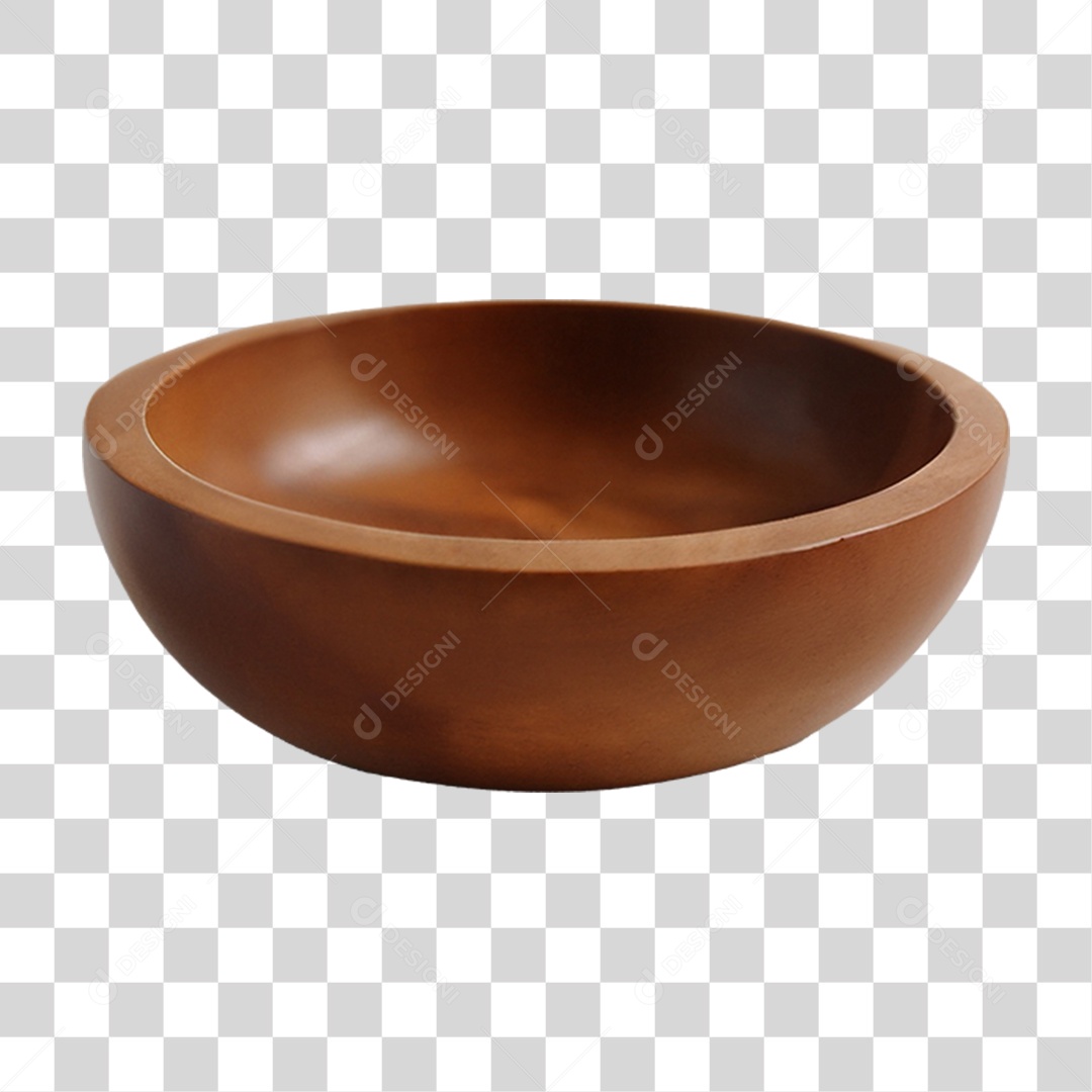 Tigela de Madeira Redonda PNG Transparente