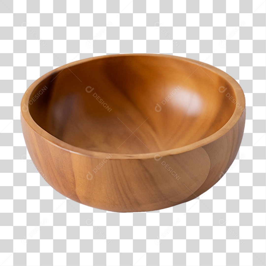 Tigela de Madeira Redonda PNG Transparente