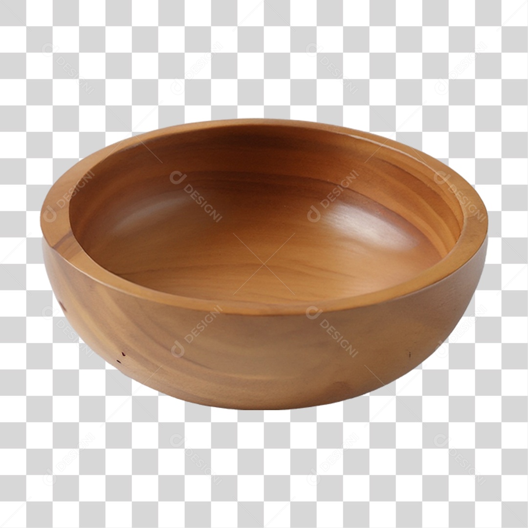 Tigela de Madeira Redonda PNG Transparente