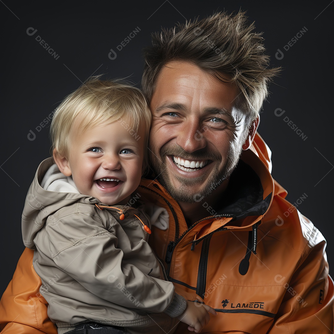 Pai e filho juntos sorridentes