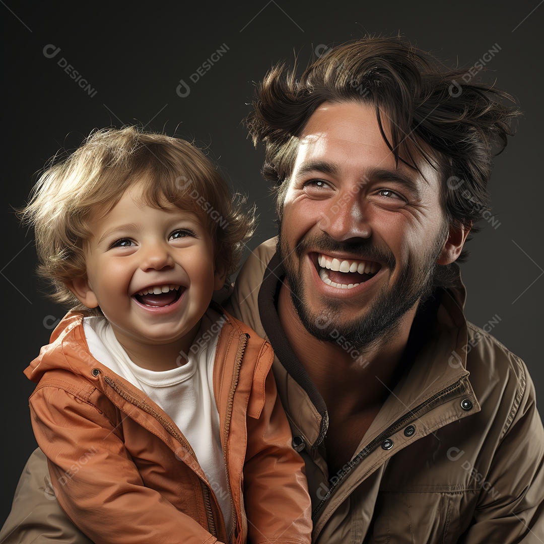 Pai e filho juntos sorridentes
