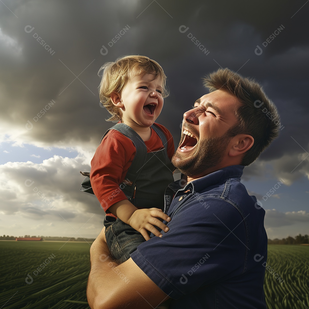 Pai e filho juntos sorridentes