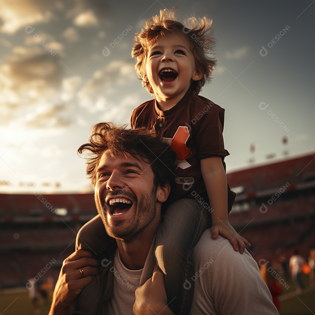 Pai e filho juntos sorridentes