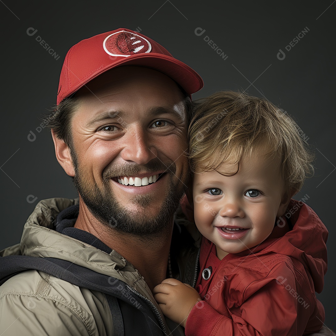 Pai e filho juntos sorridentes
