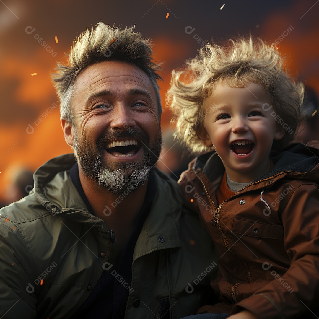 Pai e filho juntos sorridentes