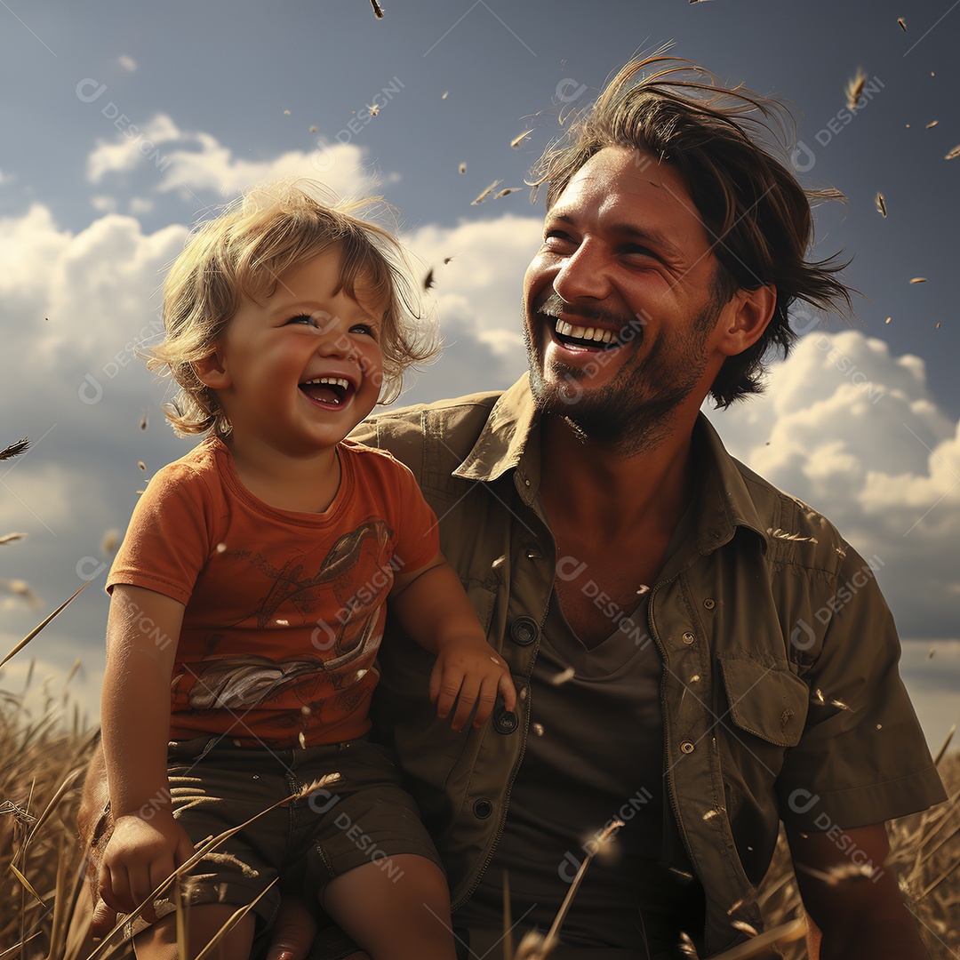 Pai e filho juntos sorridentes