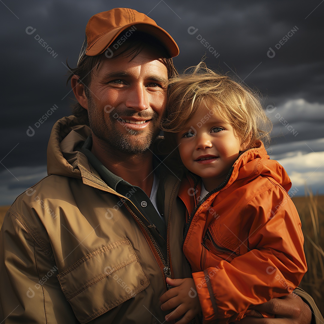Pai e filho juntos sorridentes