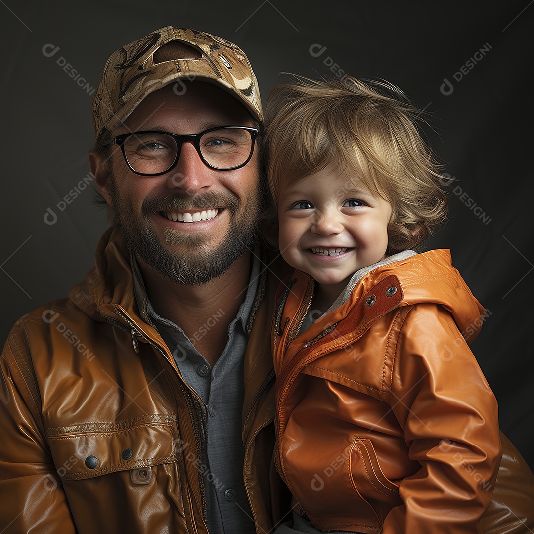 Pai e filho juntos sorridentes