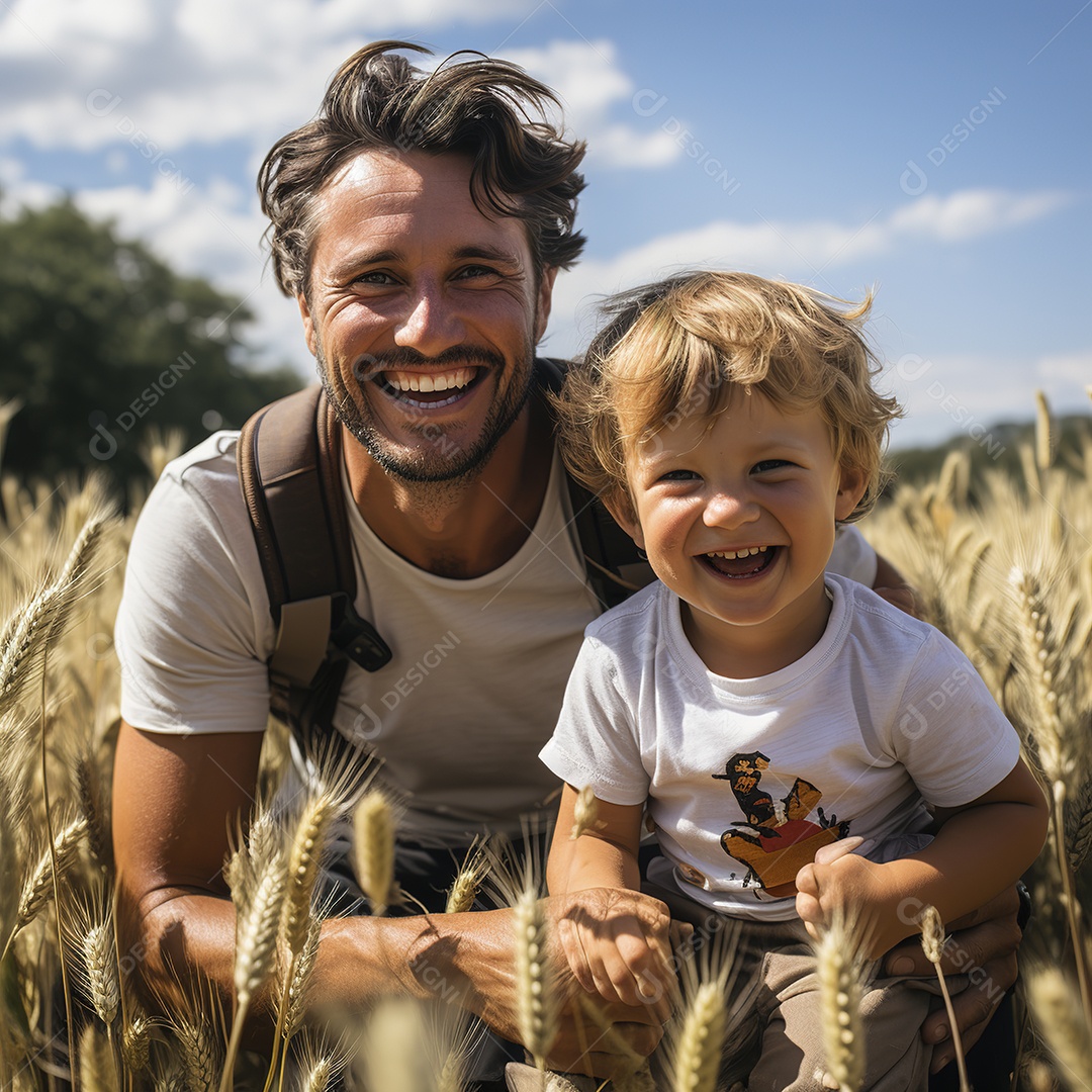 Pai e filho juntos sorridentes