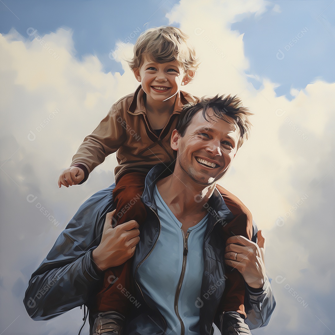 Pai e filho juntos sorridentes