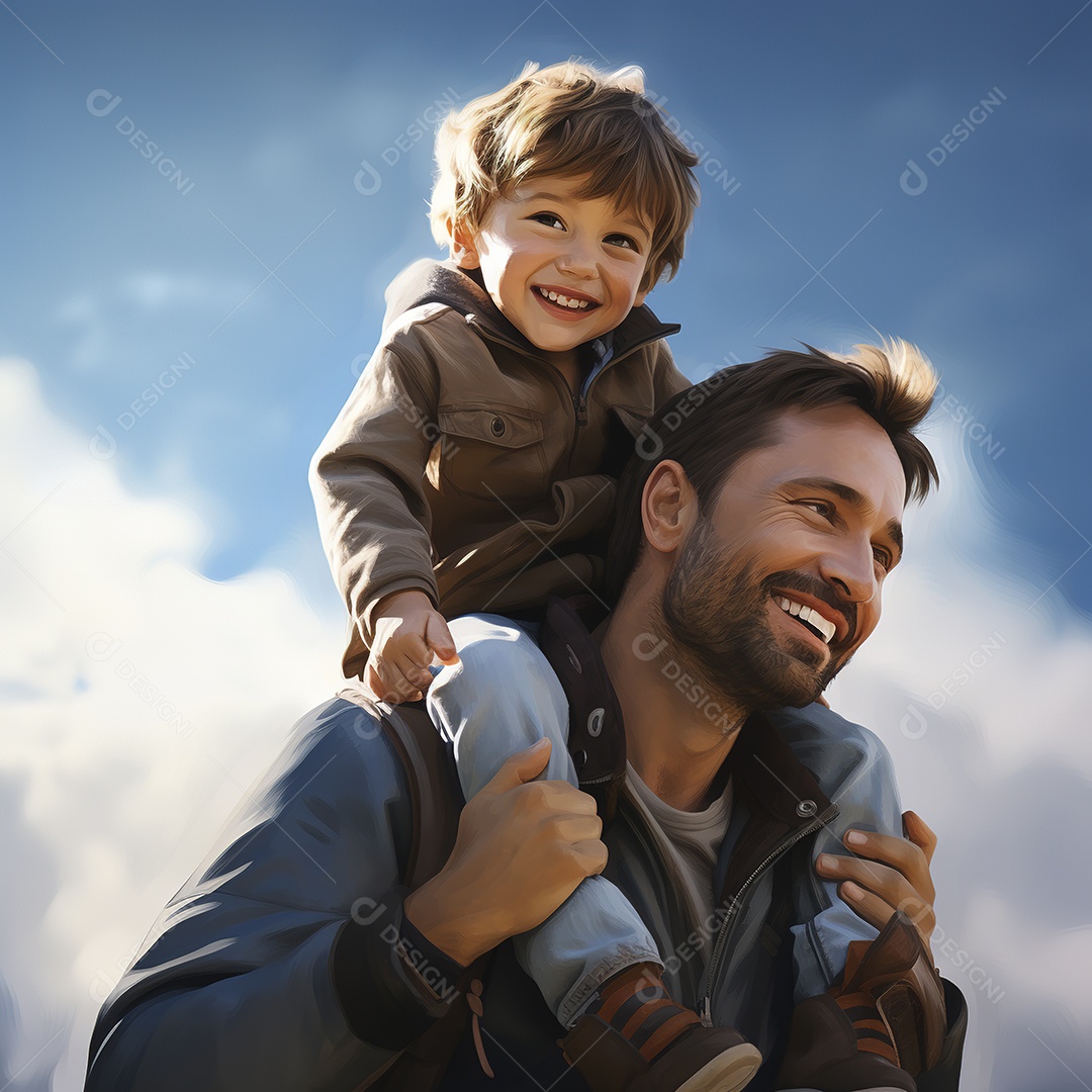 Pai e filho juntos sorridentes