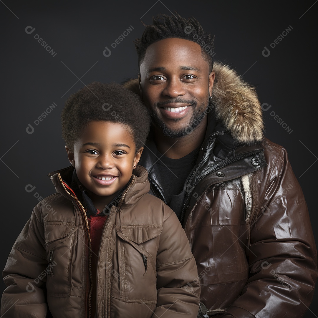 Pai e filho juntos sorridentes