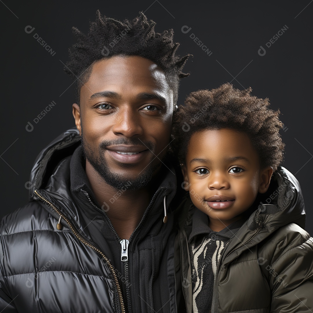 Pai e filho juntos sorridentes
