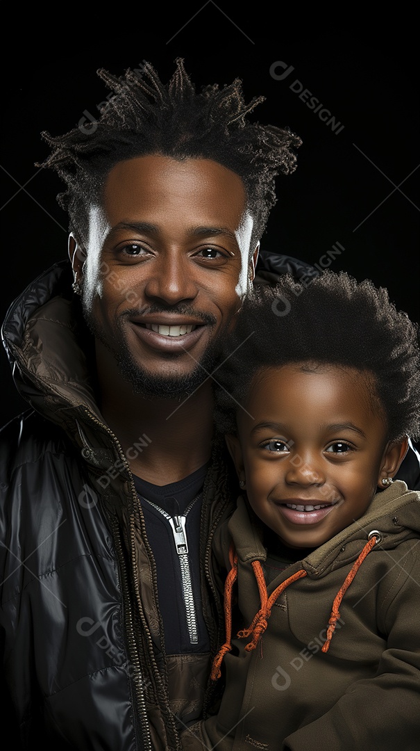 Pai e filho juntos sorridentes