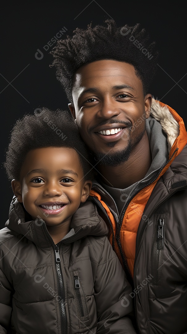 Pai e filho juntos sorridentes