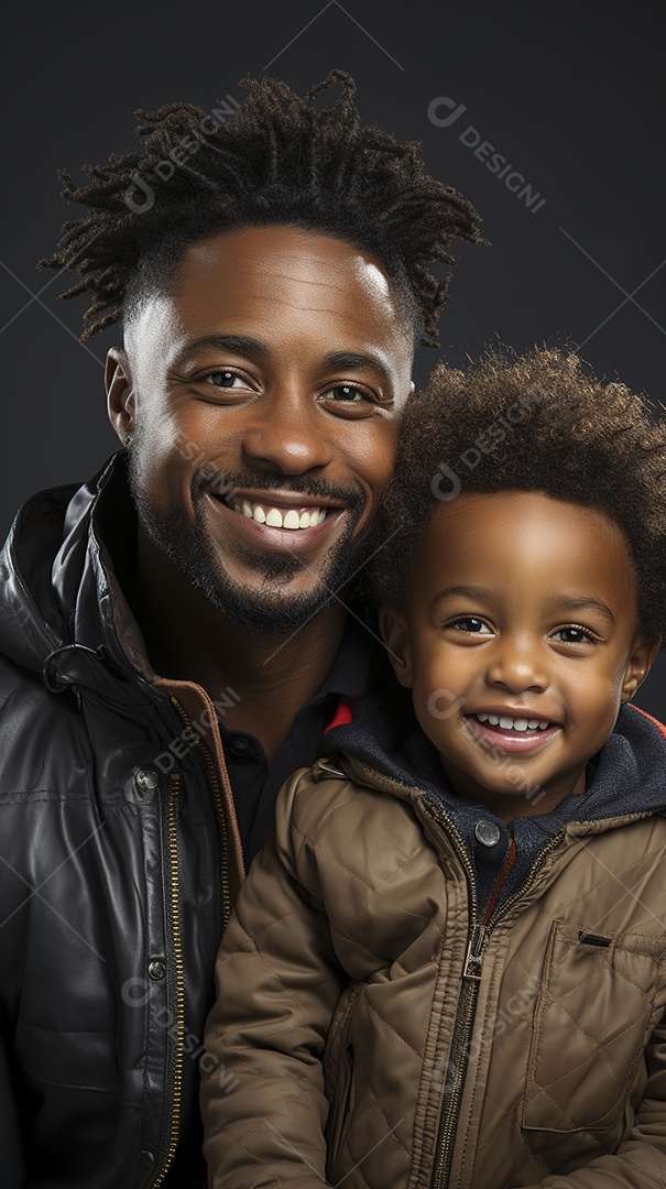 Pai e filho juntos sorridentes