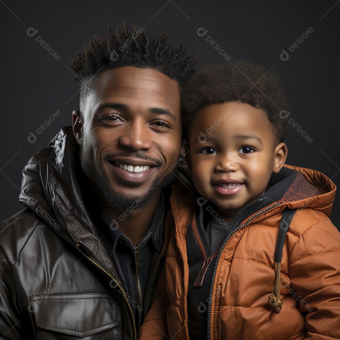 Pai e filho juntos sorridentes