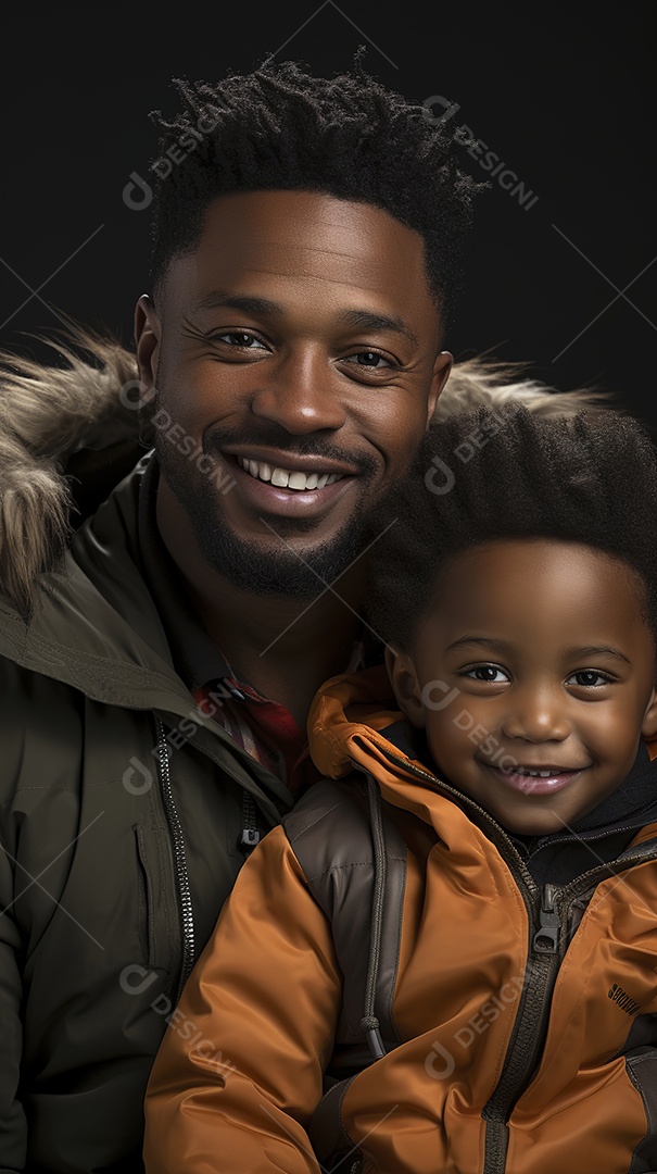 Pai e filho juntos sorridentes