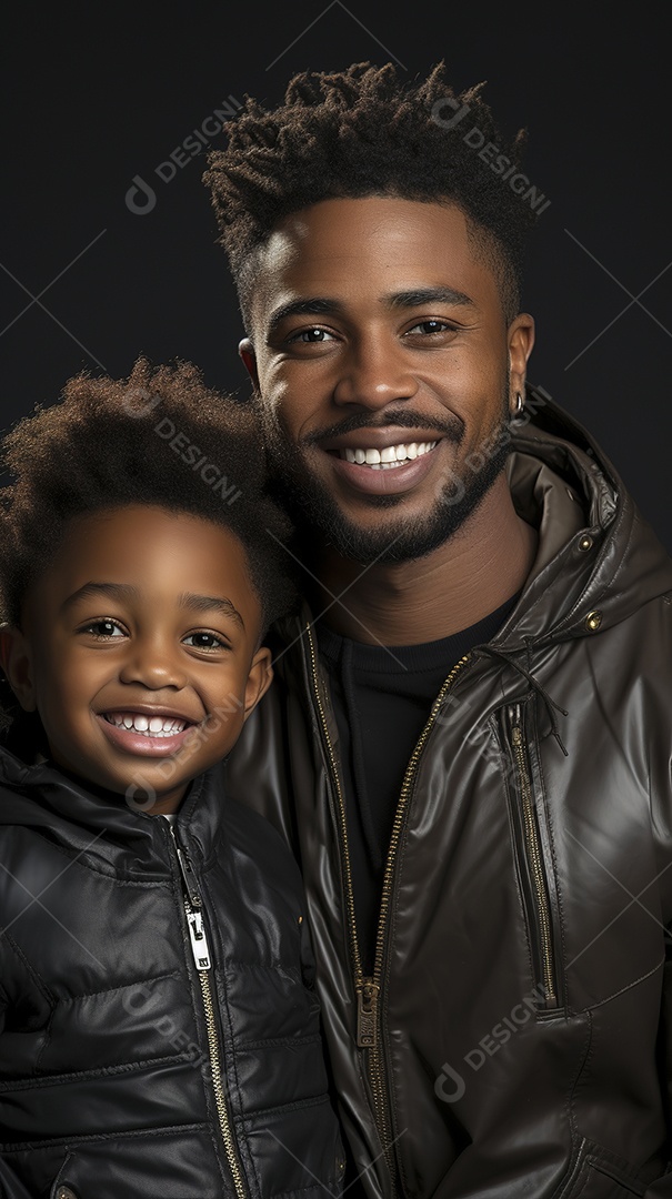 Pai e filho juntos sorridentes