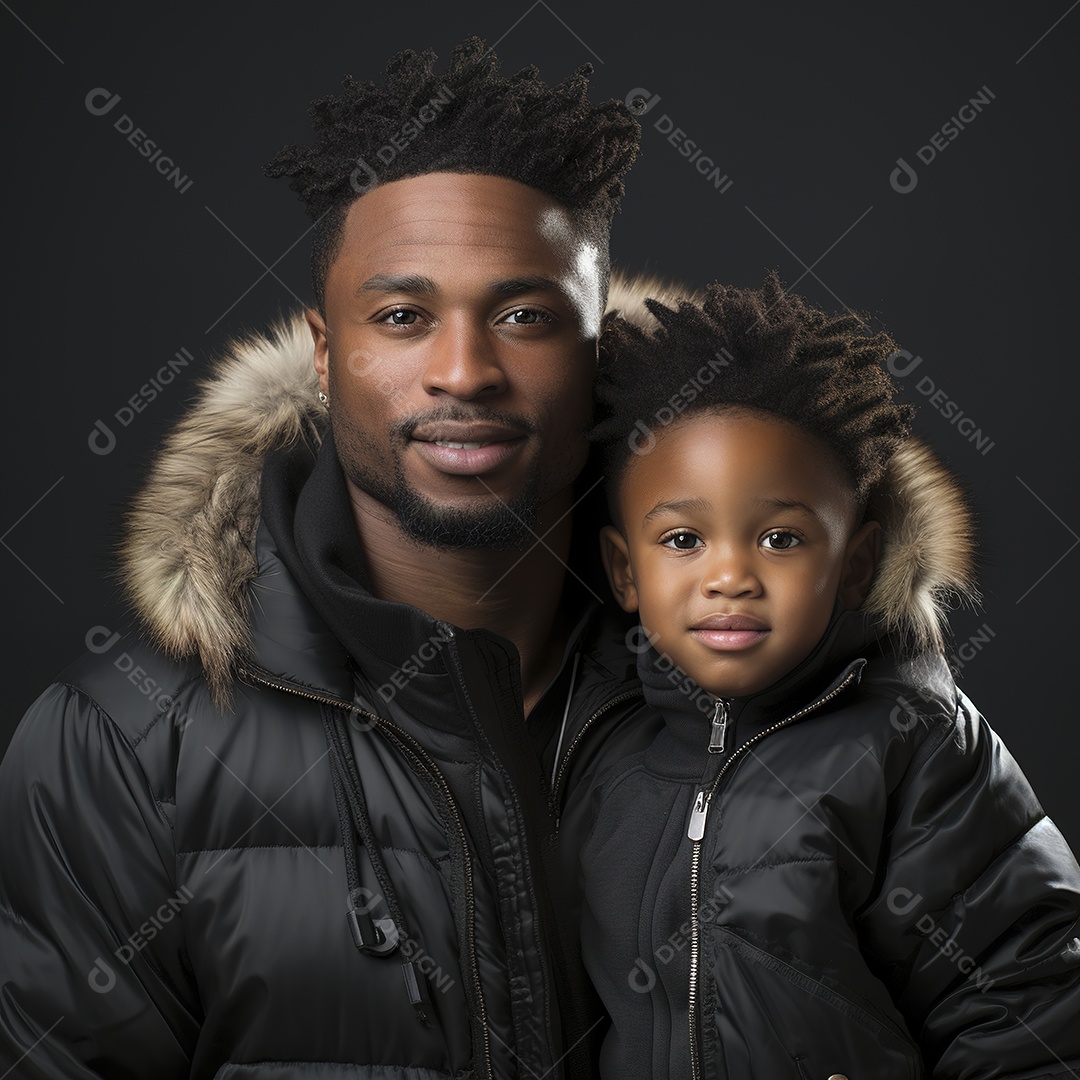 Pai e filho juntos sorridentes