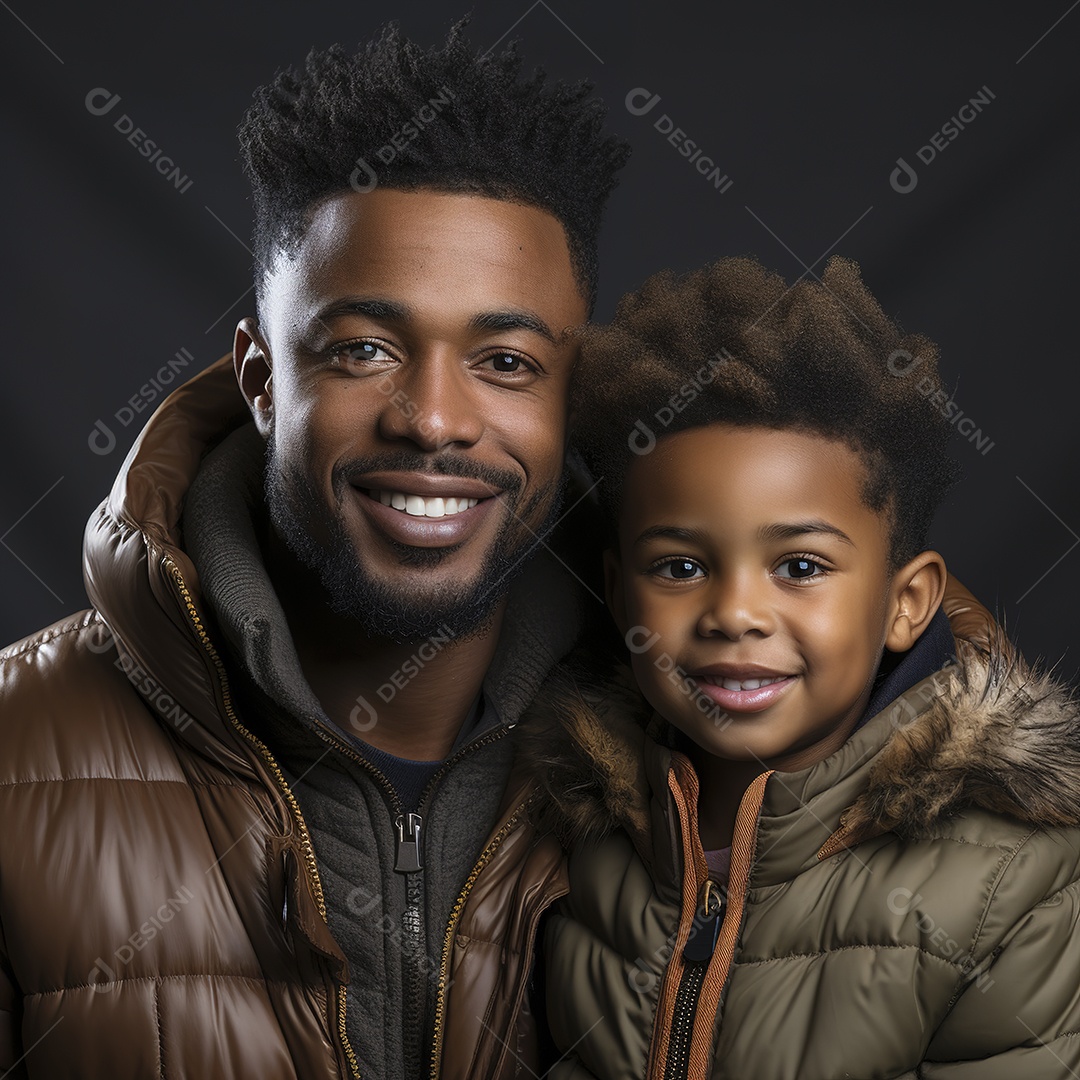 Pai e filho juntos sorridentes