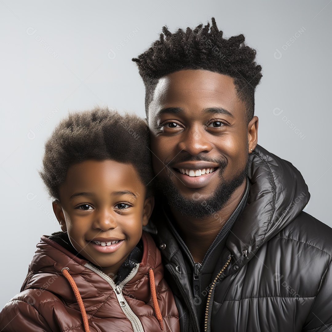 Pai e filho juntos sorridentes