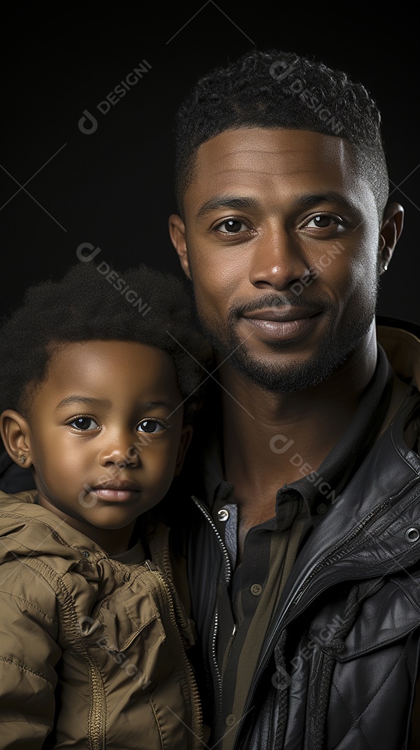 Pai e filho negros sorridentes dia dos pais