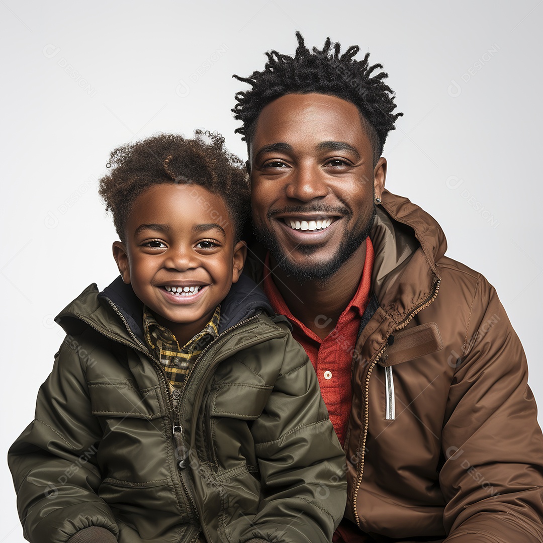 Pai e filho negros sorridentes dia dos pais