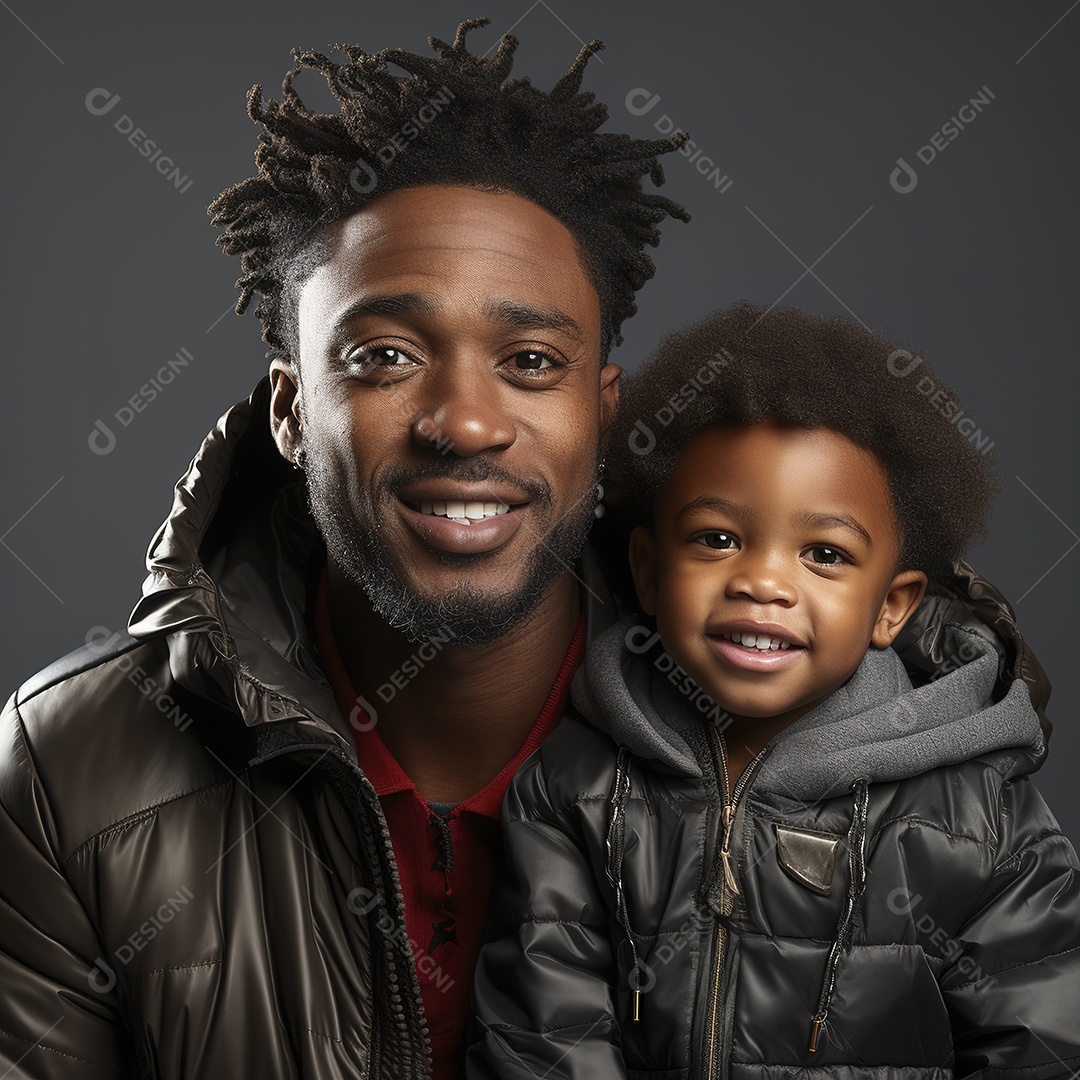 Pai e filho negros sorridentes dia dos pais