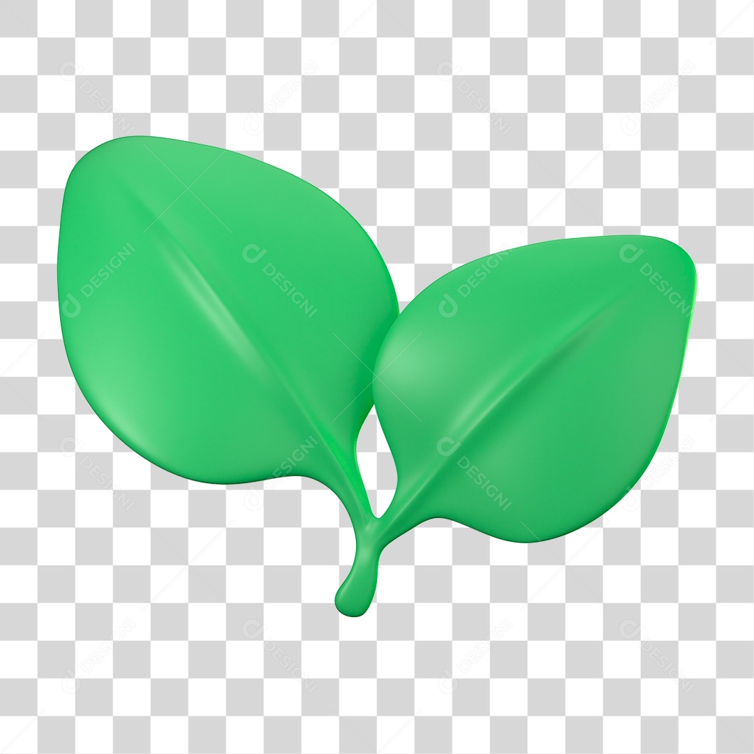 Elemento 3D Folhas Ecologia e Meio Ambiente PNG Transparente