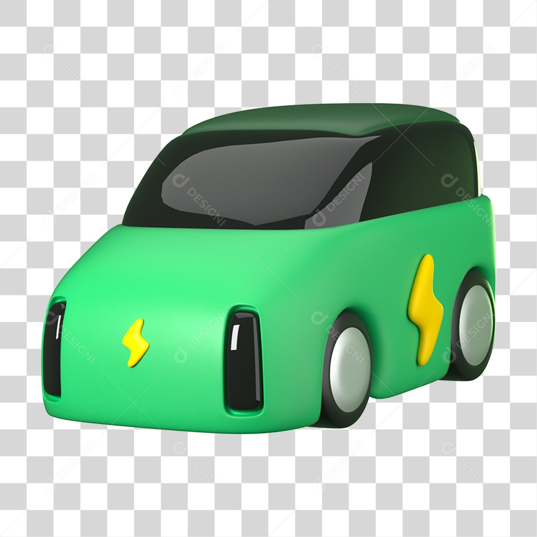 Elemento 3D Carro Ecologia e Meio Ambiente PNG Transparente