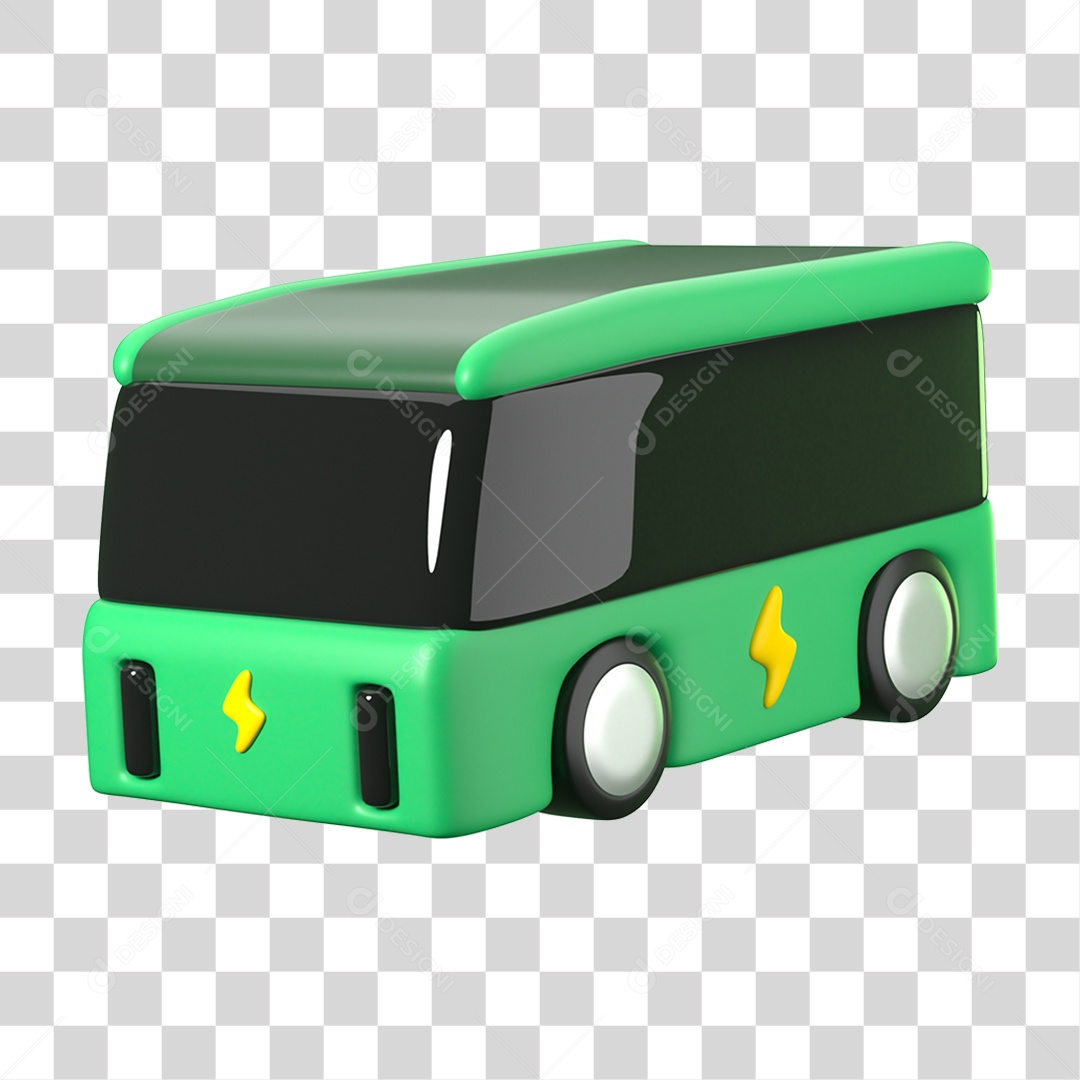 Elemento 3D Ônibus Ecologia e Meio Ambiente PNG Transparente