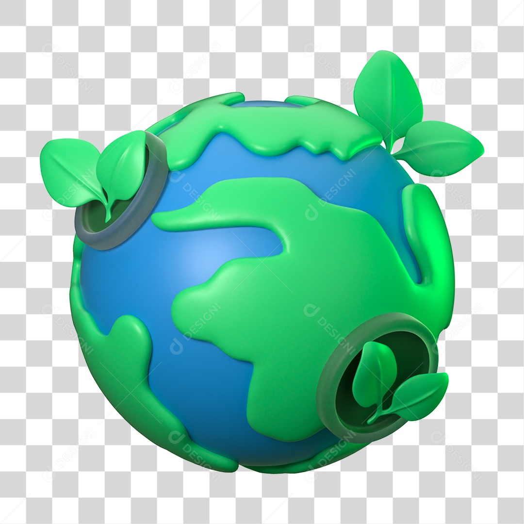 Elemento 3D Planeta Ecologia e Meio Ambiente PNG Transparente