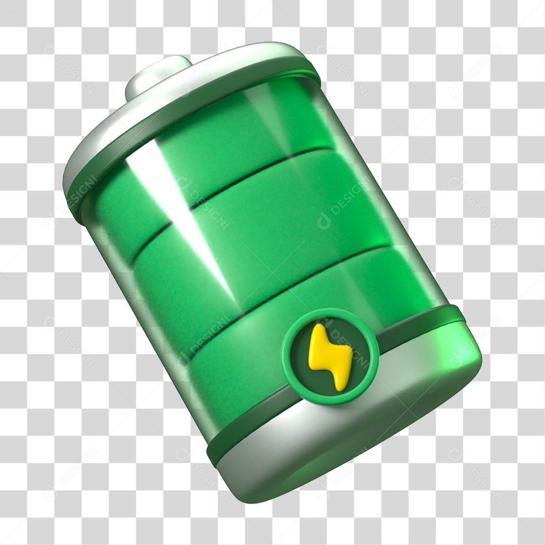 Elemento 3D Bateria Ecologia e Meio Ambiente PNG Transparente
