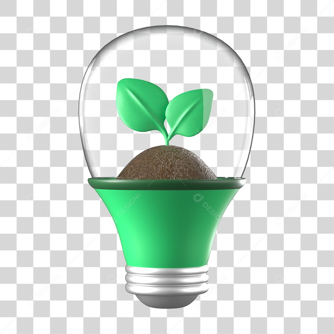Elemento 3D Planta em Lâmpada Ecologia e Meio Ambiente PNG Transparente