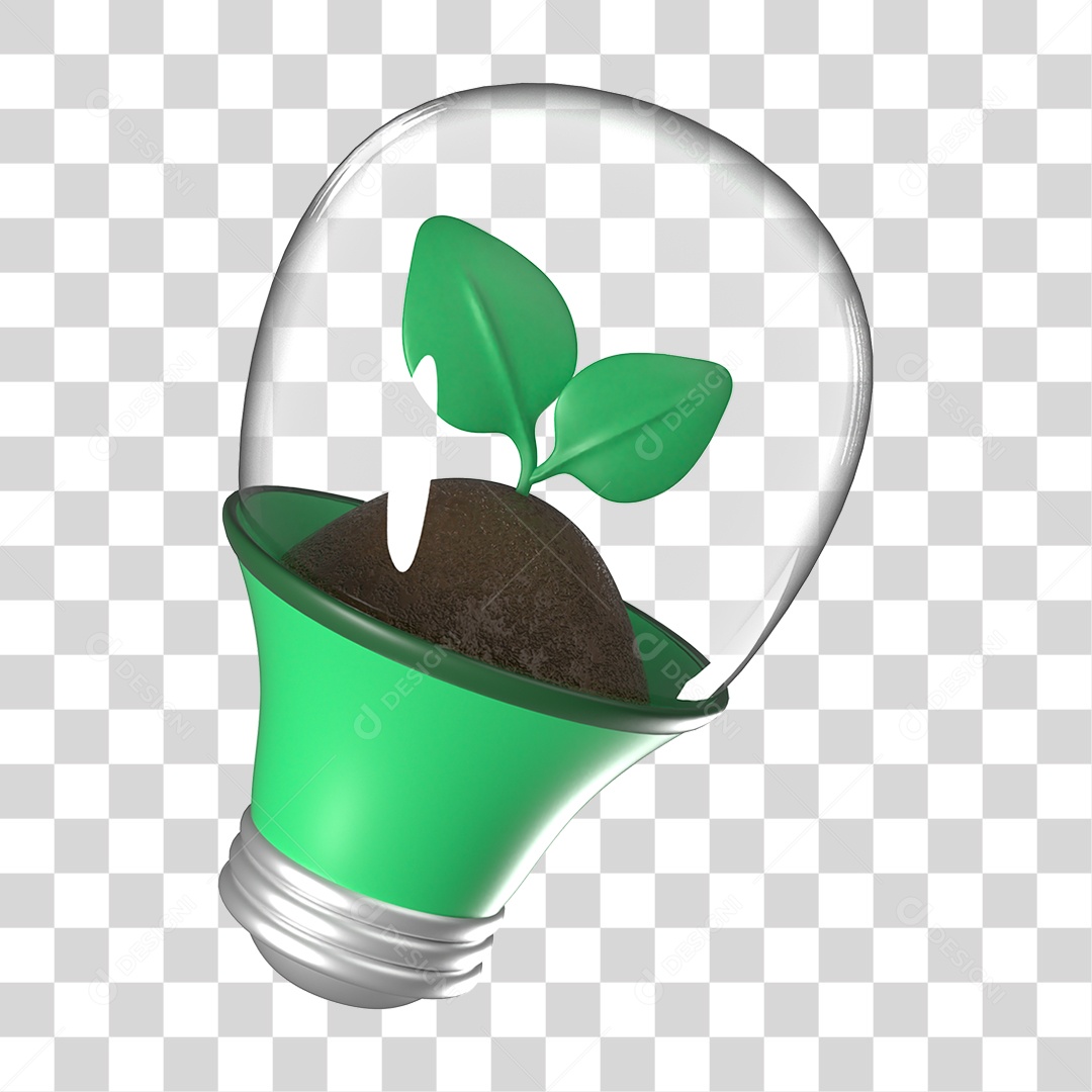 Elemento 3D Planta em Lâmpada Ecologia e Meio Ambiente PNG Transparente